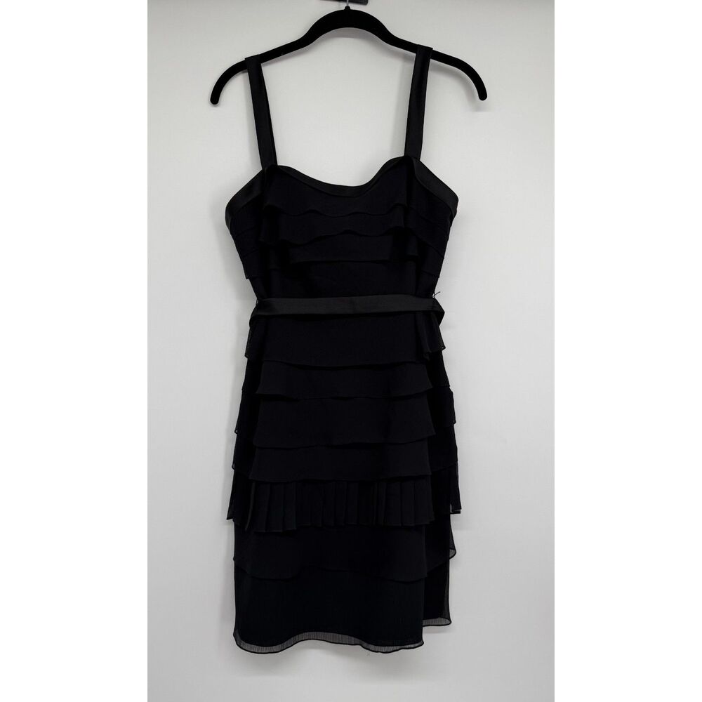 White By Vera Wang Black Tiered Ruffle Mini Dress With Removable Belt Size 12